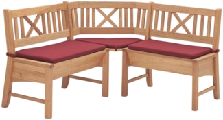 Eckbank Deborah aus Massivholz 135 x 135 x 87 Küchenbank massiv Buche lackiert/Weinrot 12147-135135-rot