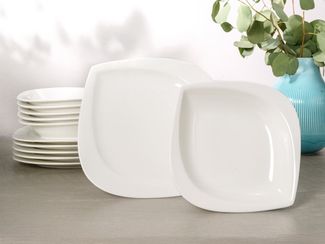 CreaTable Tafelservice Melbourne Creme Tafelservice 12-tlg (12-tlg), 6 Personen, Porzellan