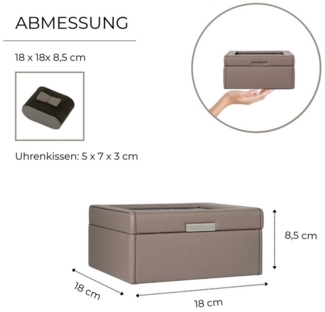 Friedrich23 Uhrenbox Bond Cross Grain mit Glasdeckel für 6 Uhren