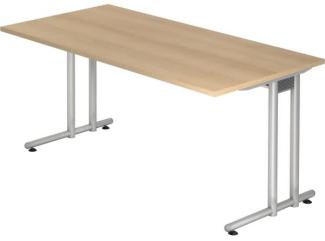 Schreibtisch NS16 C-Fuß 160x80cm Eiche Gestellfarbe: Silber