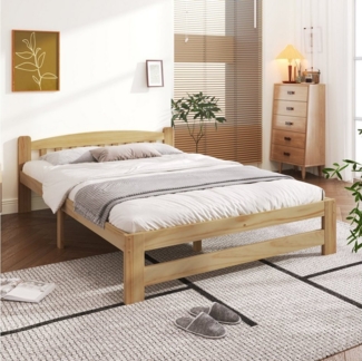 REDOM Massivholzbett Futonbett, Doppelbett Funktionsbett, Gästebett Holzbett (Massivholz Natur Bett 140x200 cm), ohne Matratze