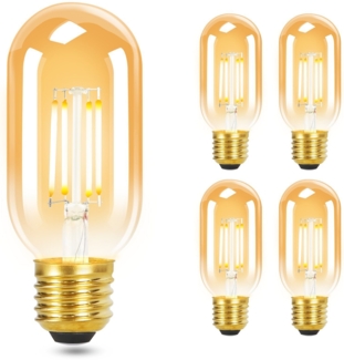 ZMH 4er-Pack E27-LED-Lampen, Warmwei?, Vintage, T45, 4 W, 2700 K, Edison-Stil, energiesparende Glaslampen