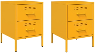 vidaXL Nachttische 2 Stk. Senfgelb 36x39x50,5 cm Stahl 842929