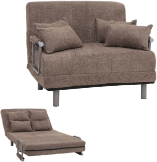 Mendler Schlafsessel HWC-K29, Klappsessel Schlafsofa Gästebett, Liegefläche 190x100 cm, Stoff Bouclé (500g/m²) ~ hellbraun