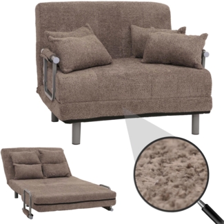 Mendler Schlafsessel HWC-K29, Klappsessel Schlafsofa Gästebett, Liegefläche 190x100 cm, Stoff Bouclé (500g/m²) ~ hellbraun