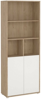 Dmora Bücherregal Arancio, Büroregal, Mobiler Buchhalter, Bücherbrett, 80x34 h205 cm, Eiche und Weiß