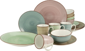 CreaTable 22582 Kombiservice Samba für 4 Personen, Porzellan, mehrfarbig (1 Set, 16-teilig)