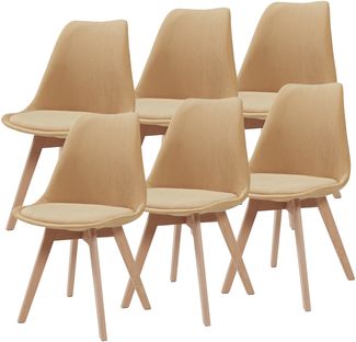 Esszimmerstuhl Fläten 6er Set Cord Senfgelb [en. casa]