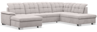 Selsey 'Jamaal' Wohnlandschaft mit Schlaffunktion und Stauraum linksseitig, Velours hydrophob, hellgrau
