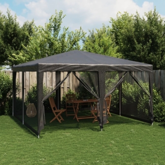 vidaXL Partyzelt mit 8 Mesh-Seitenteilen Anthrazit 4x4 m HDPE 4010064