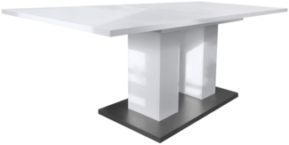Vladon Esstisch Nadine (Tischplatte ausziehbar, ausziehbar 160 / 200 x 75 x 90 cm), 160 / 200 x 75 x 90 cm, Farbe Weiß Matt