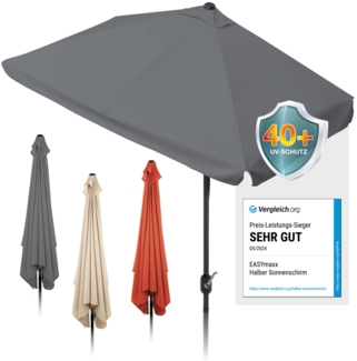 EASYmaxx Sonnenschirm rechteckig, 230 x 140 cm für Balkon und Terasse, mit praktischer Handkurbel & Sonnenschutz UV-Schutz 40+