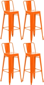CLP Barhocker 4er Set mit Lehne im Industrial-Look Mason, mit Rückenlehne,orange
