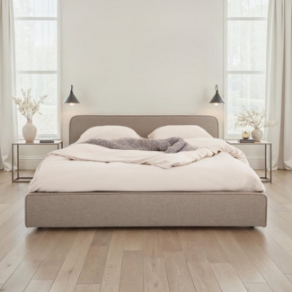 IDIMEX Polsterbett MARINI, Bett 140x200 cm mit Lattenrost Doppelbett mit Kopfteil- greige