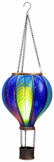 Coen Bakker LED Solarleuchte Hot Air Balloon, LED, amberfarben, Hängeleuchte Heißluftballon blau 24 LED 19x35cm