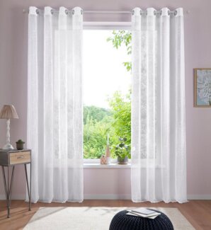 Home affaire Gardine Adele, Ösen (1 St), transparent, Voile, transparent, mit floraler Stickerei, Voile