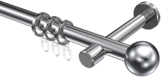 Gardinenstangen-Set Prestige Luino 240 cm (geteilt in 2 x 120 cm), 1-läufig, 20 mm Ø Chrom