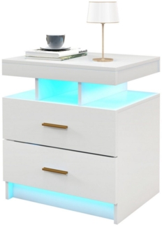 KOMFOTTEU Nachttisch, mit LED-Beleuchtung, 50 x 40 x 58 cm
