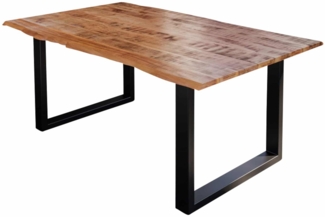 Baumkanten Essgruppe Mangoholz massiv 140 U-Gestell schwarz 7tlg. DORA 525853