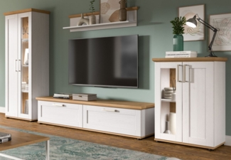 Wohnwand 4-teilig Mirano in weiß Lärche Landhaus 316 cm