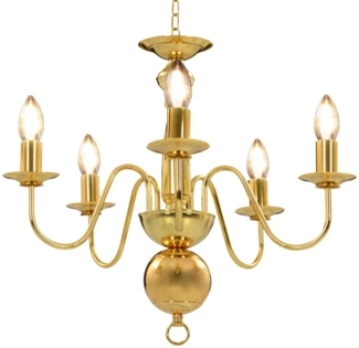 vidaXL Kronleuchter Golden 5 x E14-Glühbirnen 281617