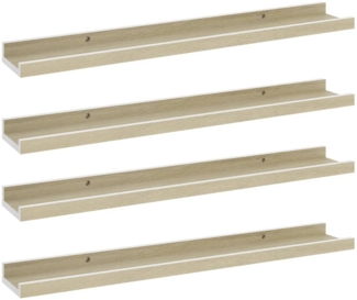 vidaXL Wandregale 4 Stk. Weiß und Sonoma-Eiche 60x9x3 cm 326695