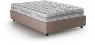 Dmora Aftis Doppelbett, Bettkasten mit Stoffbezug, 100 % Made in Italy, seitliche Öffnung, inklusive Matratze 120 x 190 cm, Taupe