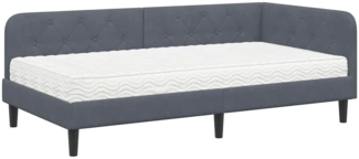 vidaXL Eckbettgestell mit Matratze Dunkelgrau 90x190 cm Samt 3394145