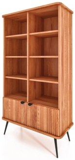 Bücherregal Tula Kernbuche massiv 97x46x176 mit Riffelfront 2 Türen 8 Fächern