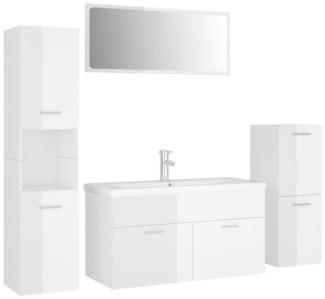 Badmöbel-Set Hochglanz-Weiß Spanplatte [3071384]