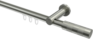 Innenlauf-Gardinenstangen-Set Platon Mavell 240 cm (geteilt in 2 x 120 cm), 1-läufig, 20 mm Ø Edelstahl-Optik