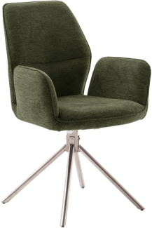 2er Set Sesselstuhl Greyton, 180° drehbar - Olive / Edelstahl