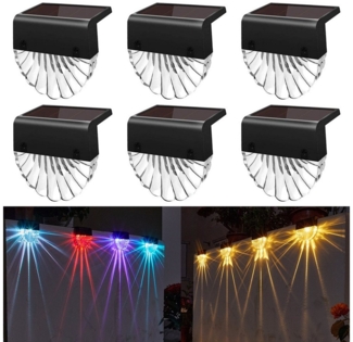 Sunicol LED Solarleuchte Solar Deck Lights, für Outdoor Gartenpfosten Zaun, Farbwechselnd, LED wechselbar, Warmes Weiß /Color Glow, IP65 Wasserdicht