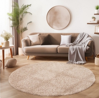 SIMPEX24 Teppich Unicolor - Einfarbig, Rund, Höhe: 30 mm, Modern Kurzflor Teppich Wohnzimmer Abstrakt Design Rosa Pflegeleicht