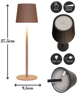 Coen Bakker Deco BV LED Tischleuchte Touch Tischlampe dimmbar mit Akku, In-/Outdoor, Touch-Funktion, LED fest verbaut, Warmweiß, Kaltweiß, Tageslichtweiß