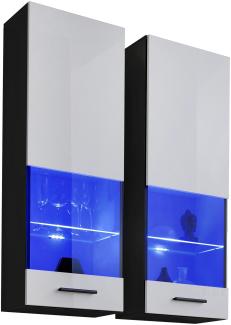 99rooms Teka Vitrine VII Schwarz Weiß Hochglanz ohne LED-Beleuchtung