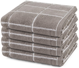 Ross Sensual Skin Karo 4 tlg. Frottier-Set - 4 X Handtuch (50 X 100cm) - 500 - Flanell