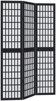 vidaXL 3-tlg. Paravent Schwarz Massivholz Paulownia 358766