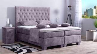 Meisterbetten Boxspringbett Vila 100x220 in DS-Grau, Matratzenbezug Nano, Ergoflex-Topper