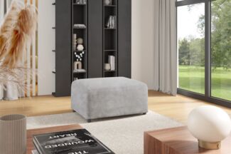 Polsterhocker Designerhocker Hocker MEGAN in Stoff Poso Hellgrau
