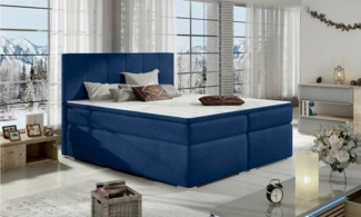 Stylefy Jupiter Boxspringbett Blau Velours KRONOS 160x200 cm