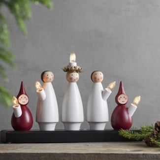Fensterleuchter Dekorationsleuchte Luciakör 5 Figuren beleuchtet, 33x22 cm (LxB), für den Innenbereich