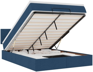 vidaXL Ottomane Bett mit Matratze & LEDs Blau 140x190 cm Stoff 3312228