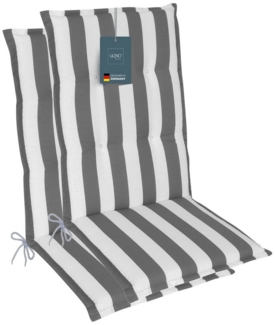 LILENO HOME Hochlehnerauflage Gartenstuhl Auflage, bequeme Sitzauflage für Gartenmöbel, Stuhlkissen, (2 St, 2er Set), Polsterauflage Blockstreifen Grau, Sitzpolster für Klappstühle