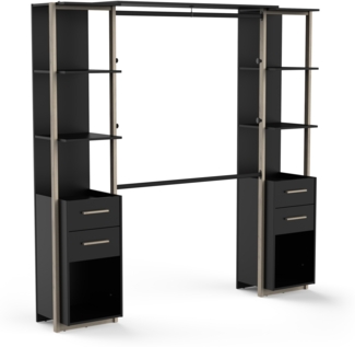 Calicosy Schrankset 2 Säulen, 4 Schubladen und Kleiderstange H204,4 cm – MOON - Schwarz
