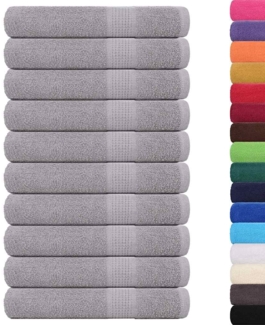 vidaXL Handtücher 10 Stk. Grau 100x200 cm 360 g/m² 100% Baumwolle 136844