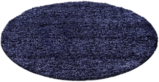 Hochflor Teppich Lux rund - 160 cm Durchmesser - Marineblau
