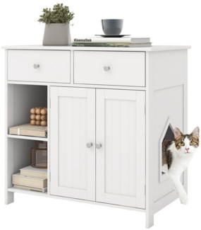 COSTWAY Tierhaus, Katzenschrank, mit 2 Schubladen, 2 Türen & Eingang