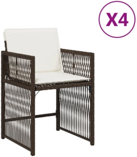 vidaXL Gartenstühle mit Kissen 4 Stk. Braun Poly Rattan 365037