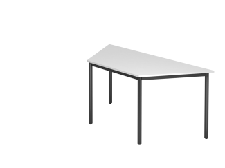 Trapeztisch Rundfuß 160x69cm Weiß / Schwarz